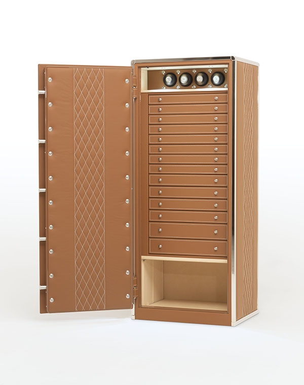 tan leather and stainless open